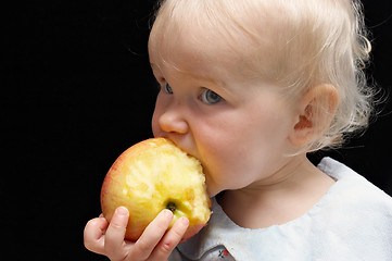 Image showing girl bitting apple