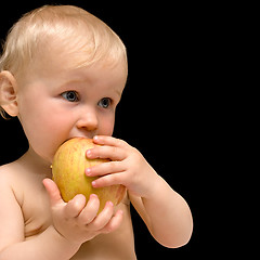 Image showing baby with apple