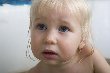 Image showing baby portrait in bath