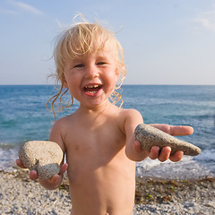 Image showing happy child on the beach