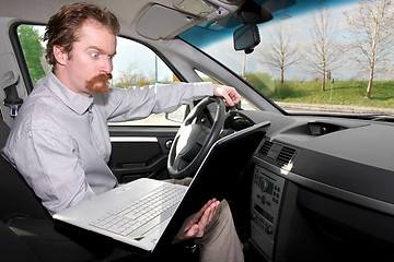 Image showing driver using gps laptop