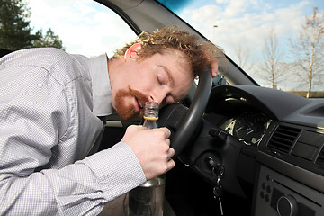 Image showing tired driver sleeps