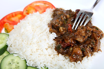 Image showing Beef szechuan with fork