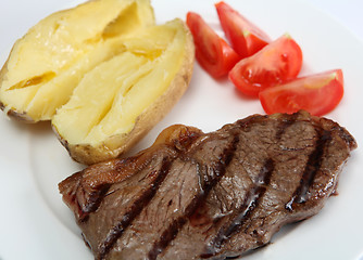 Image showing Grilled New York steak with veg