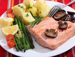 Image showing salmon and vegetables meal
