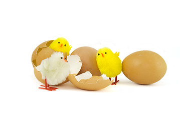Image showing Three Easter chicks