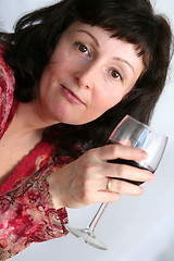 Image showing Woman drinking wine