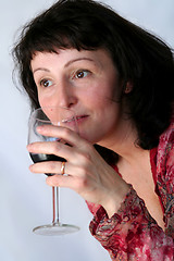 Image showing Woman drinking wine