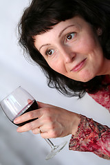 Image showing Woman drinking wine