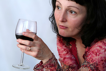 Image showing Woman drinking wine