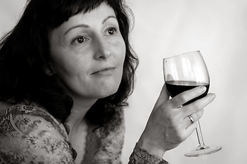 Image showing Woman drinking wine