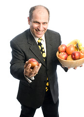 Image showing man with fresh fruit in bowl