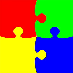 Image showing Colorful four pieces puzzle