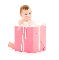 Image showing baby boy with big gift box