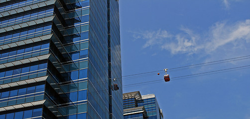 Image showing Singapore Skyscraper and Cable Car