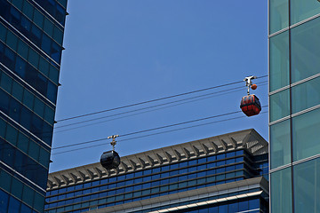 Image showing Singapore Skyscraper and Cable Car
