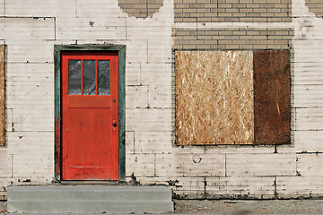 Image showing old red door