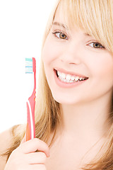 Image showing happy girl with toothbrush