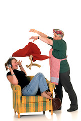 Image showing Housewife with lazy daughter