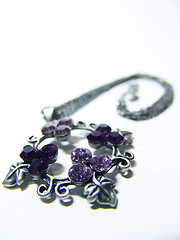 Image showing Silver necklave with purple stones