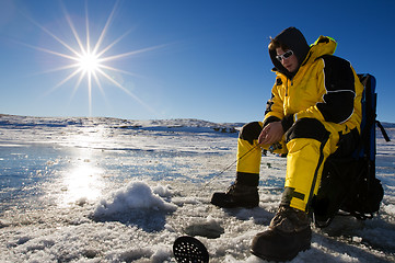 Image showing Sunny ice fishing