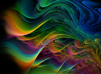 Image showing Fractal multicolored waves