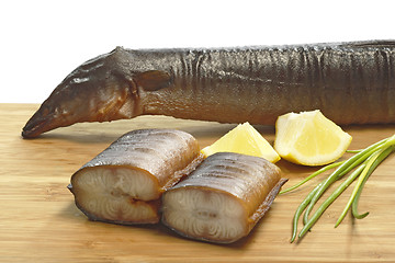Image showing Preparation of smoked eel