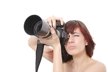 Image showing girl with digital slr camera