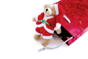 Image showing santa teddy resting on a bag