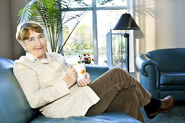 Image showing Elderly woman relaxing