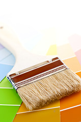 Image showing Paint brush with color cards