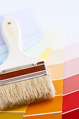 Image showing Paint brush with color cards