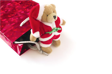 Image showing santa teddy and bag