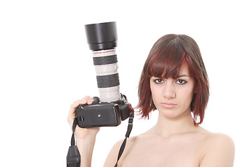 Image showing girl with digital slr camera