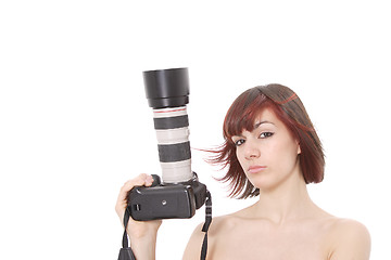 Image showing girl with digital slr camera