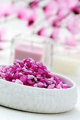 Image showing pink bath salt