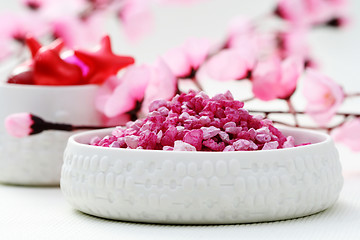 Image showing pink bath salt