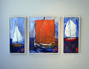 Image showing Boats with sail