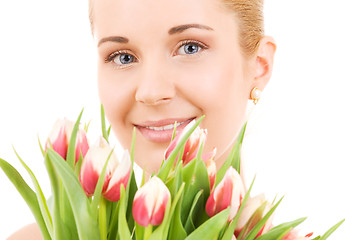 Image showing happy woman with flowers