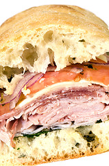 Image showing gourmet italina salami prosciutto sandwich