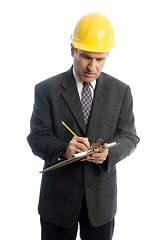 Image showing contractor builder architect planner writing business estimate