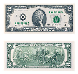 Image showing Two dollars bill