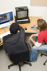 Image showing students editing video on computer