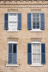 Image showing Windows with blue shutters