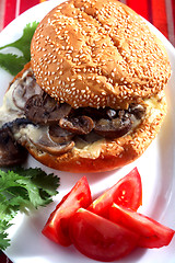 Image showing Vegetarian mushroom burger