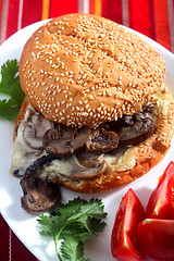 Image showing Cheese and mushroom burger