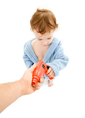 Image showing baby boy with toy drill