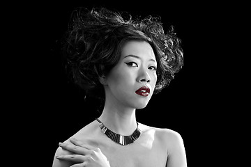 Image showing Asian woman with red lips