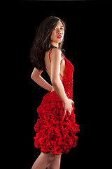 Image showing Asian woman in red crochet dress