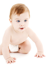 Image showing crawling baby boy in diaper